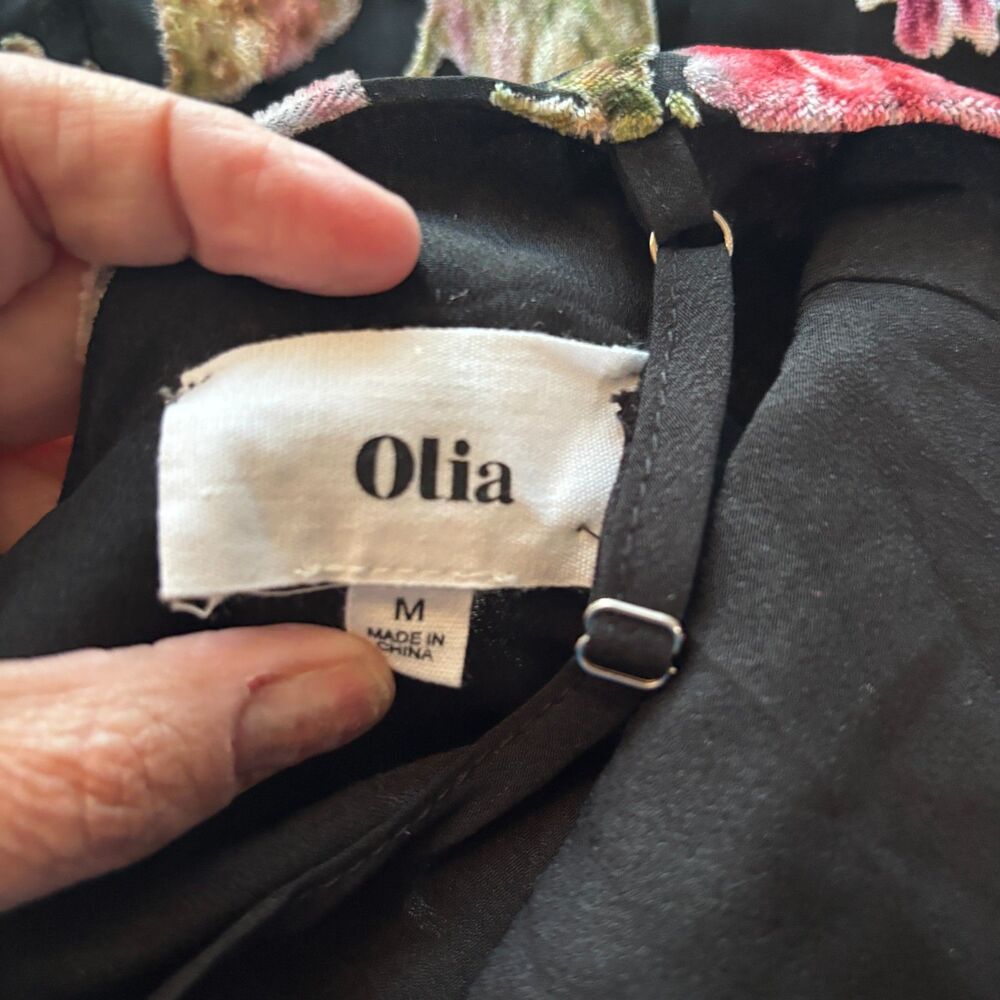 Olia Adjustable Strap Velvet Floral Burnout Whimsigoth Fairy Maxi Dress Size M - Picture 14 of 16